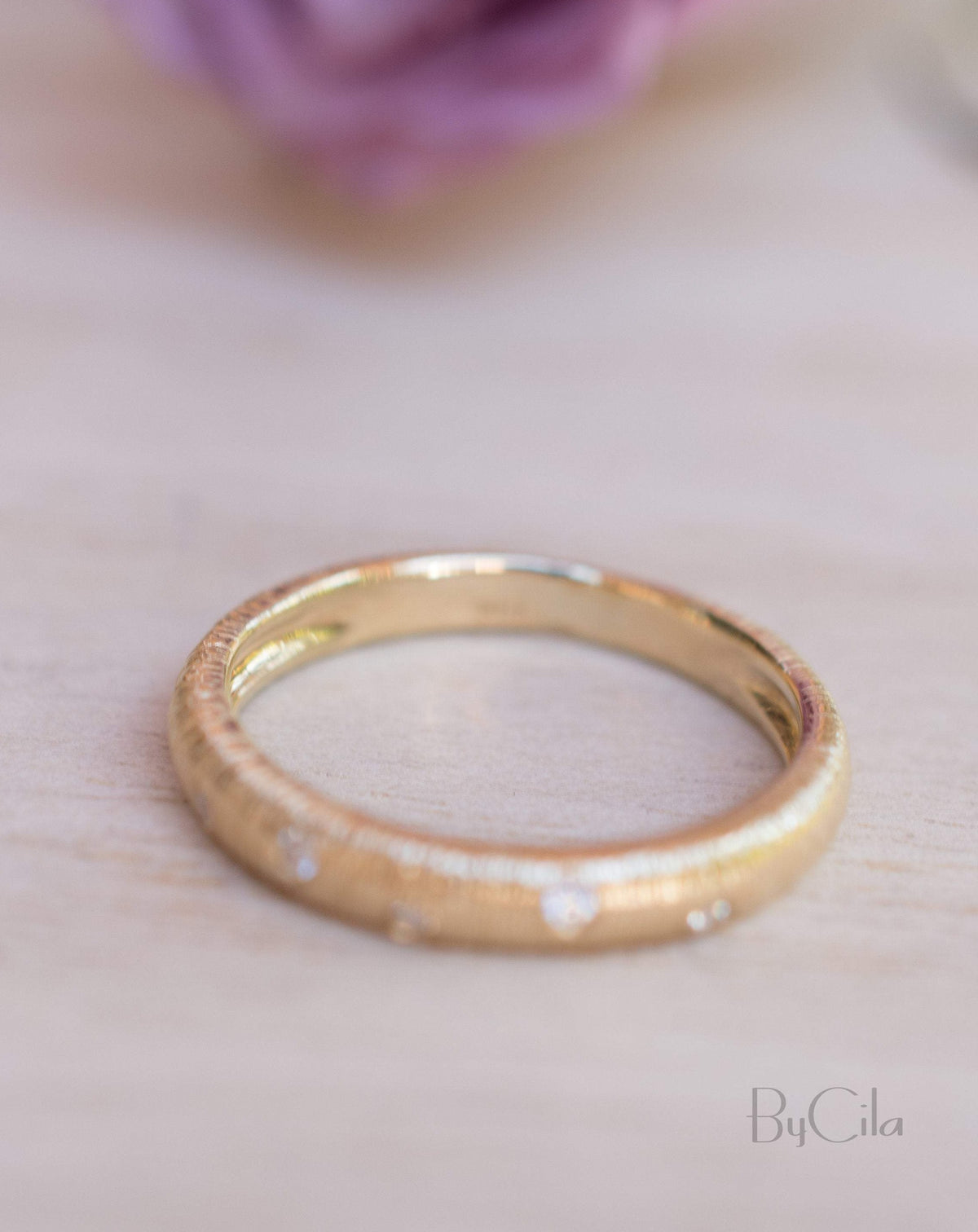 14K Yellow Gold Diamond Ring * Hammered * Diamond * Engagement Ring * Unique * Organic * Boho chic * Diamond Ring *Modern *Gold Band BJRG004