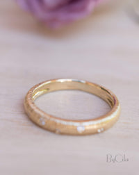 14K Yellow Gold Diamond Ring * Hammered * Diamond * Engagement Ring * Unique * Organic * Boho chic * Diamond Ring *Modern *Gold Band BJRG004