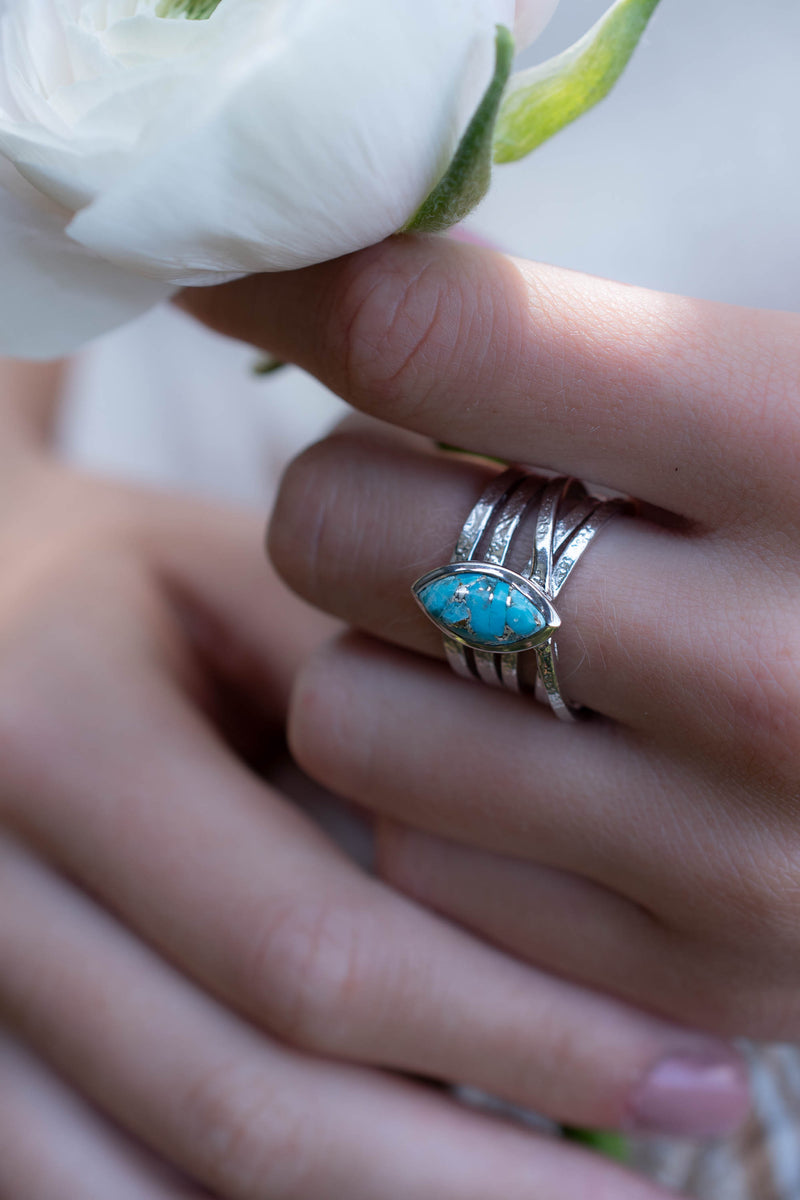 Turquoise Silver Plated Ring * Silver Ring *Statement Ring *Gemstone *Copper Turquoise Ring* Natural *Organic Ring * Ocean* Blue Ring BJR133