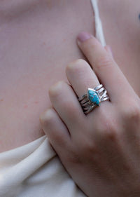 Turquoise Silver Plated Ring * Silver Ring *Statement Ring *Gemstone *Copper Turquoise Ring* Natural *Organic Ring * Ocean* Blue Ring BJR133