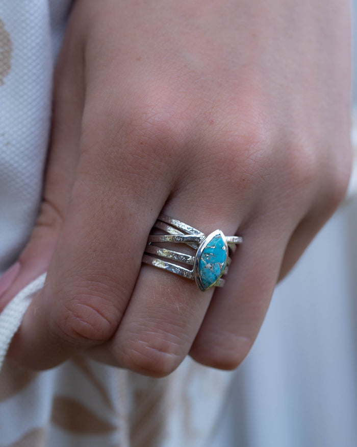 Turquoise Silver Plated Ring * Silver Ring *Statement Ring *Gemstone *Copper Turquoise Ring* Natural *Organic Ring * Ocean* Blue Ring BJR133