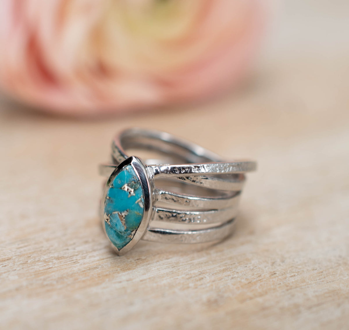 Turquoise Silver Plated Ring * Silver Ring *Statement Ring *Gemstone *Copper Turquoise Ring* Natural *Organic Ring * Ocean* Blue Ring BJR133