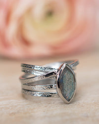 Labradorite Ring * Silver Plated Ring * Statement Ring *Gemstone Ring *Labradorite *Bridal Ring *Organic Ring *Natural BJR134