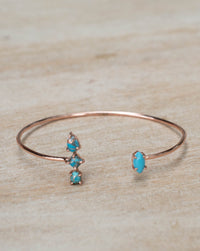 Copper Turquoise Bohemian Bangle Bracelet * Rose Gold Plated * Gemstone * Gypsy * Hippie *  Adjustable * Statement *  Stacking * BJB010C