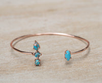 Copper Turquoise Bohemian Bangle Bracelet * Rose Gold Plated * Gemstone * Gypsy * Hippie *  Adjustable * Statement *  Stacking * BJB010C