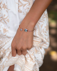 Labradorite Bangle Bracelet * Gold Plated 18k or Silver Plated or Rose Gold Plated* Gemstone *  Adjustable * Statement * Stacking * BJB001C