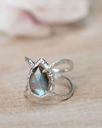 Labradorite Ring * Hammered Band * Sterling  Silver Ring * Statement Ring * Gemstone Ring* Pink* Wedding Ring* Organic Ring * Natural BJR145
