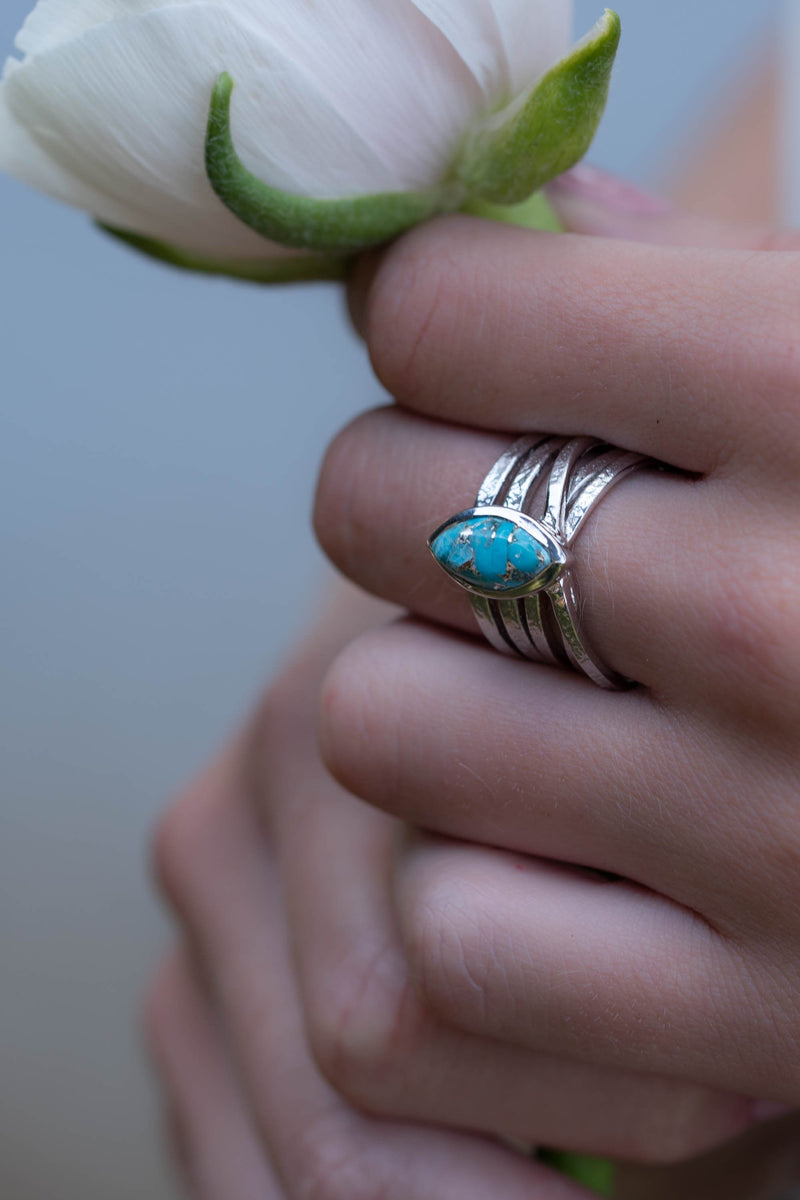 Turquoise Silver Plated Ring * Silver Ring *Statement Ring *Gemstone *Copper Turquoise Ring* Natural *Organic Ring * Ocean* Blue Ring BJR133