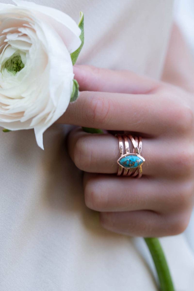 Turquoise Rose Gold Plated Ring *Statement Ring *Gemstone *Copper Turquoise Ring* Natural *Organic Ring * Ocean* Blue Ring * BJR136