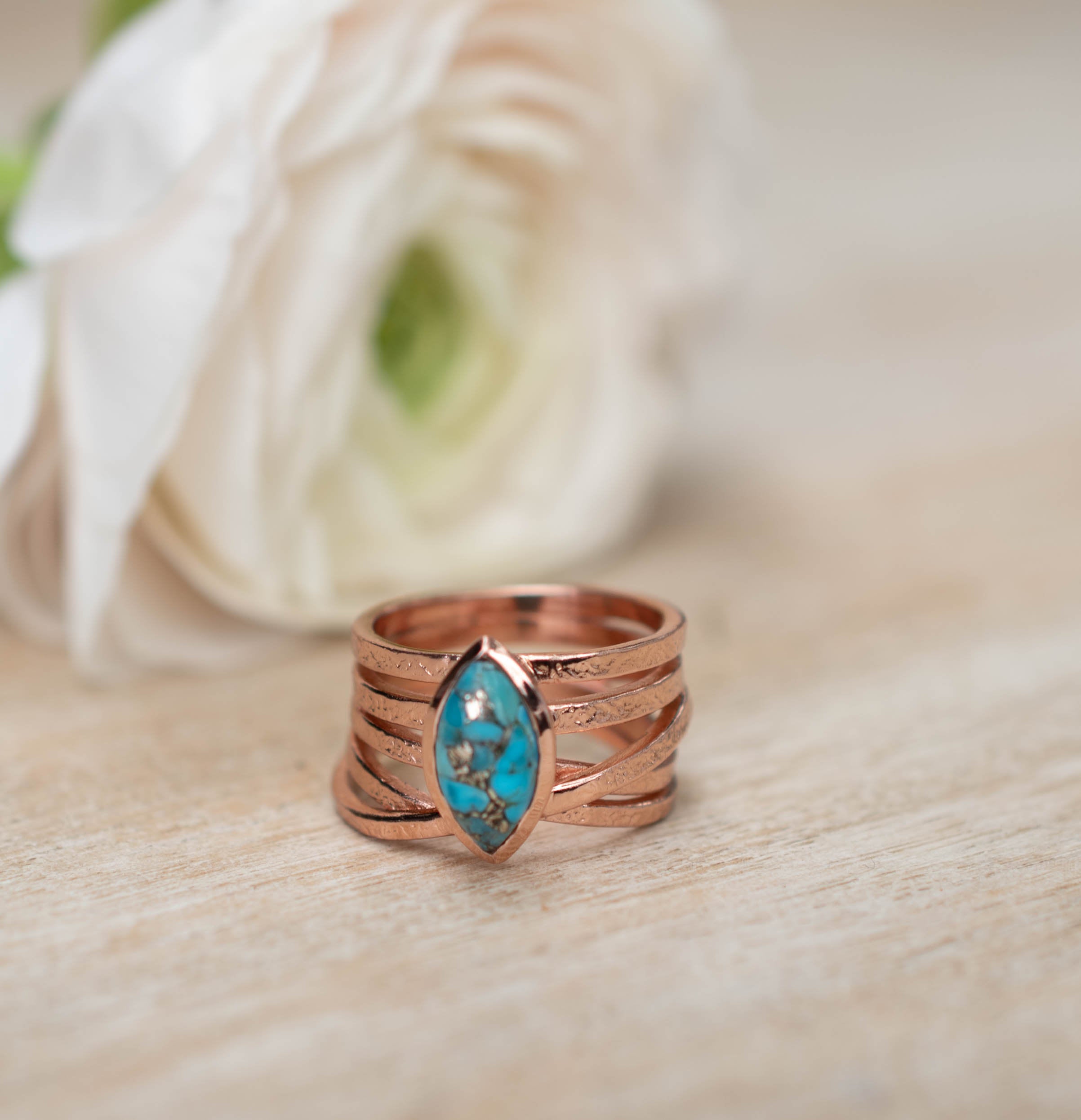 Rose gold and turquoise ring deals