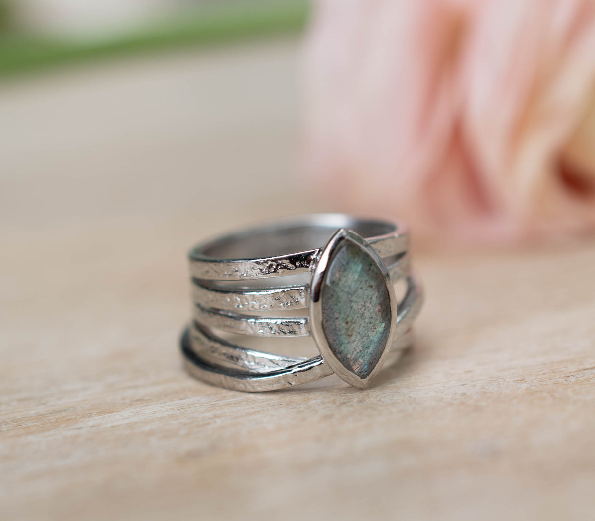 Labradorite Ring * Silver Plated Ring * Statement Ring *Gemstone Ring *Labradorite *Bridal Ring *Organic Ring *Natural BJR134