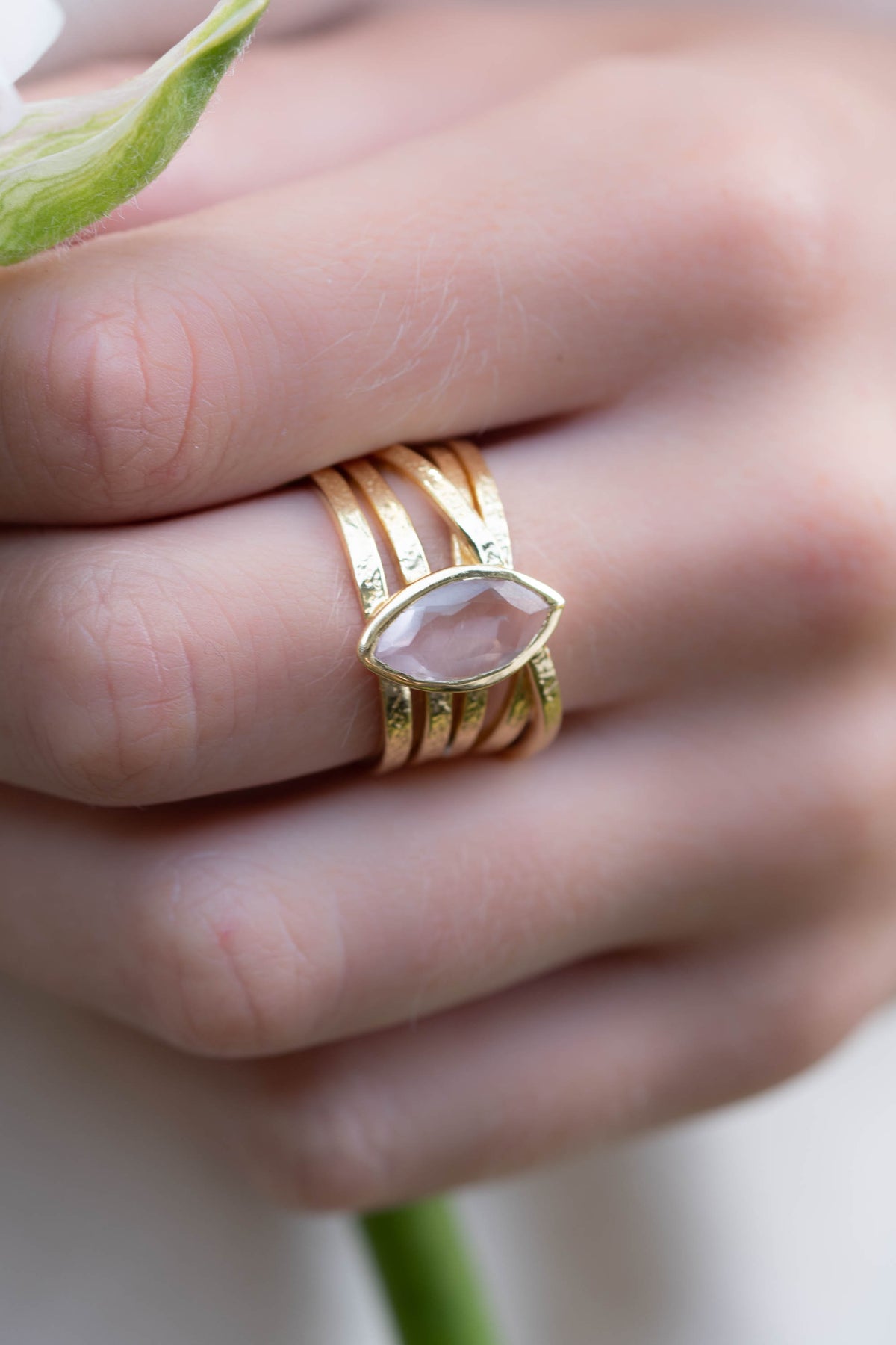 Rose Quartz Ring * 18k Gold Plated Ring * Statement Ring * Gemstone Ring * Pink * Bridal Ring * Wedding Ring * Organic Ring * Natural BJR131