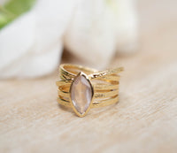 Rose Quartz Ring * 18k Gold Plated Ring * Statement Ring * Gemstone Ring * Pink * Bridal Ring * Wedding Ring * Organic Ring * Natural BJR131