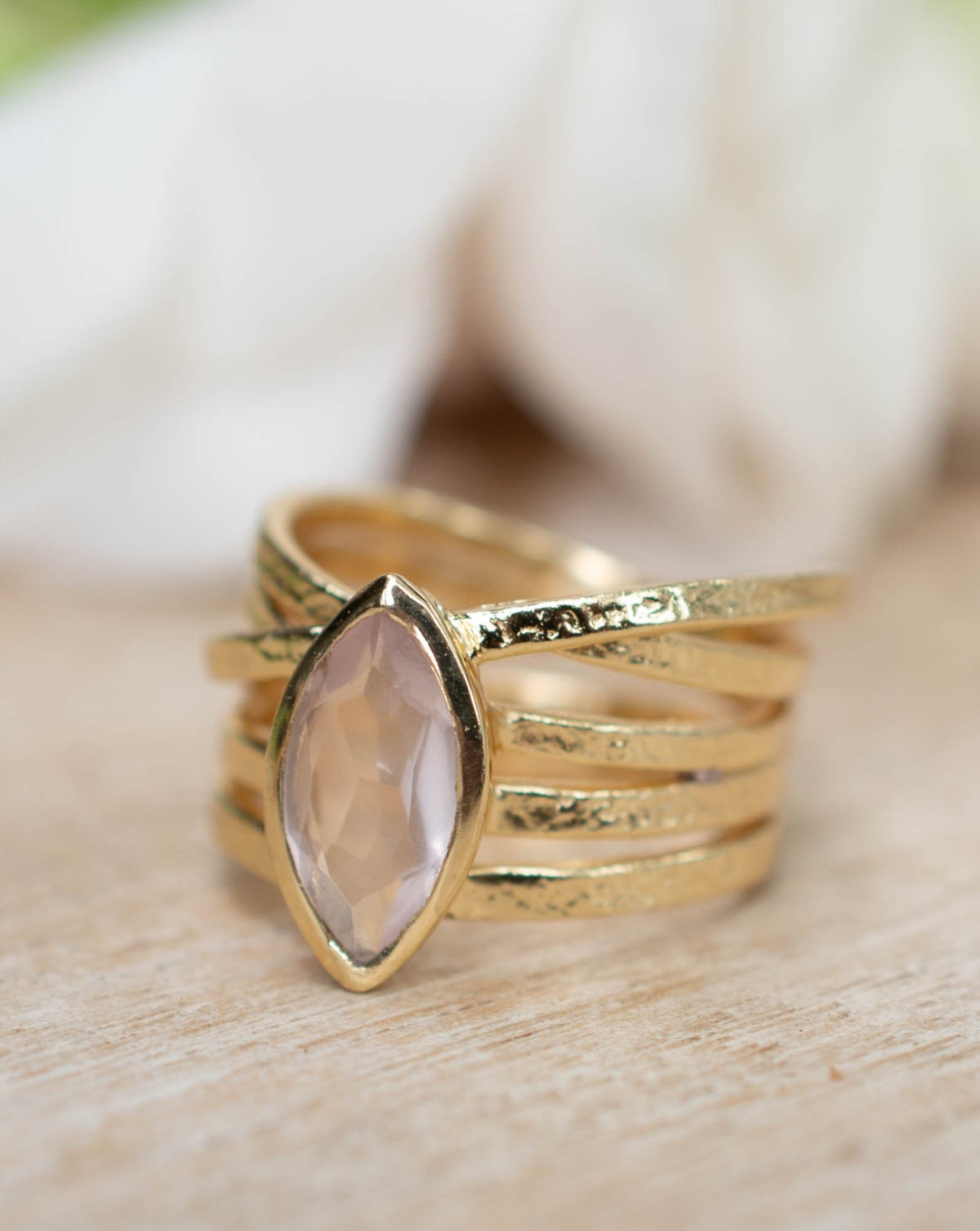 Rose Quartz Ring * 18k Gold Plated Ring * Statement Ring * Gemstone Ring * Pink * Bridal Ring * Wedding Ring * Organic Ring * Natural BJR131