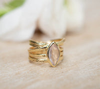 Rose Quartz Ring * 18k Gold Plated Ring * Statement Ring * Gemstone Ring * Pink * Bridal Ring * Wedding Ring * Organic Ring * Natural BJR131