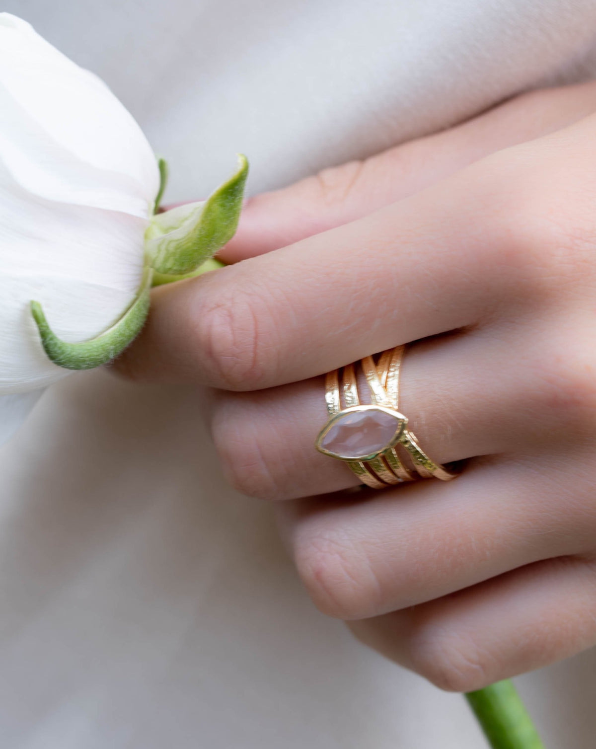 Rose Quartz Ring * 18k Gold Plated Ring * Statement Ring * Gemstone Ring * Pink * Bridal Ring * Wedding Ring * Organic Ring * Natural BJR131