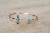 Copper Turquoise Bohemian Bangle Bracelet * Rose Gold Plated * Gemstone * Gypsy * Hippie *  Adjustable * Statement *  Stacking * BJB010C
