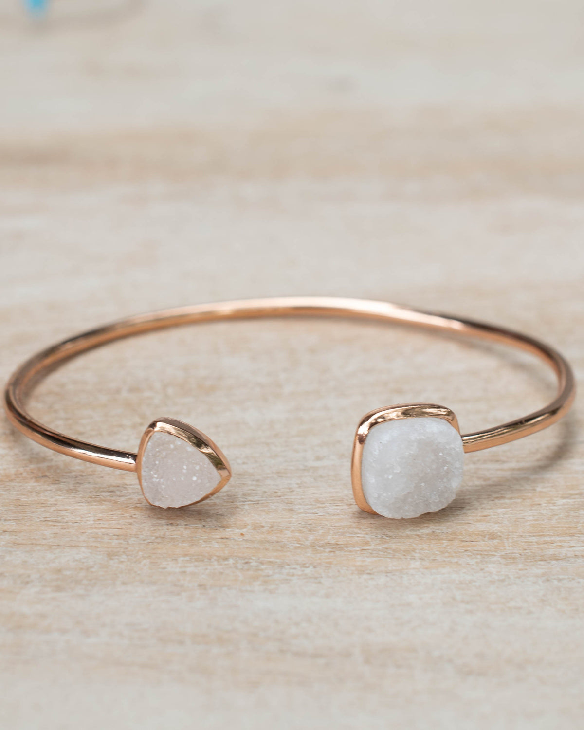 White Druzy Bohemian Bangle Bracelet *Gold Plated 18k or Silver Plated or Rose Gold Plated* Gemstone * Gypsy *Adjustable*Statement* *BJB007C