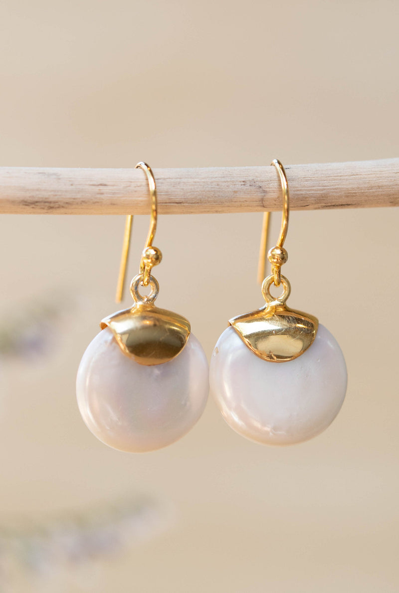 Fresh Water Pearl Earrings * Handmade * Gemstone * Gold * Modern * Gold Vermeil * ByCila * BJE164