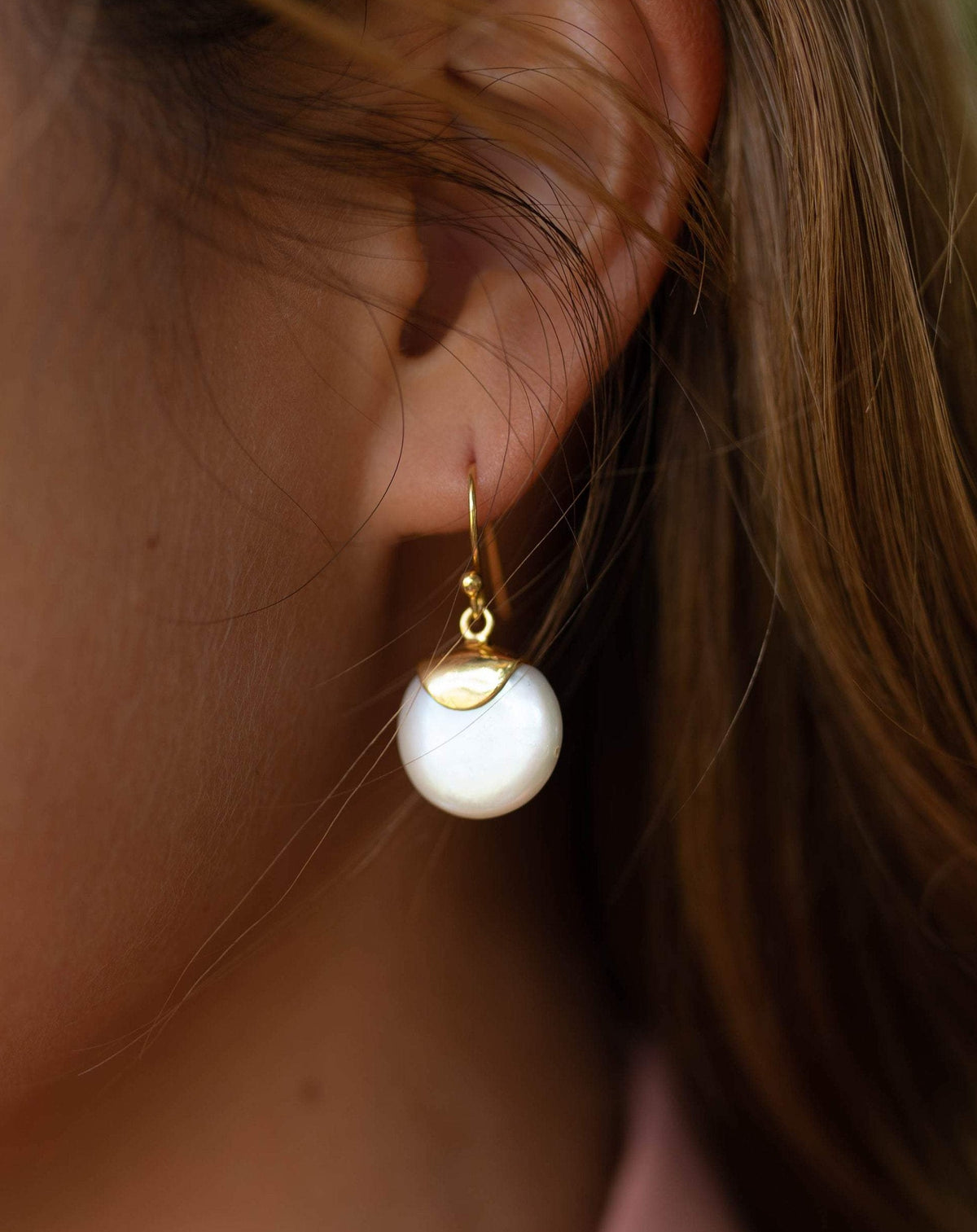 Fresh Water Pearl Earrings * Handmade * Gemstone * Gold * Modern * Gold Vermeil * ByCila * BJE164