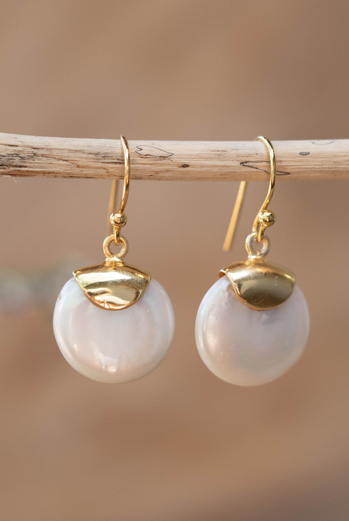 Fresh Water Pearl Earrings * Handmade * Gemstone * Gold * Modern * Gold Vermeil * ByCila * BJE164