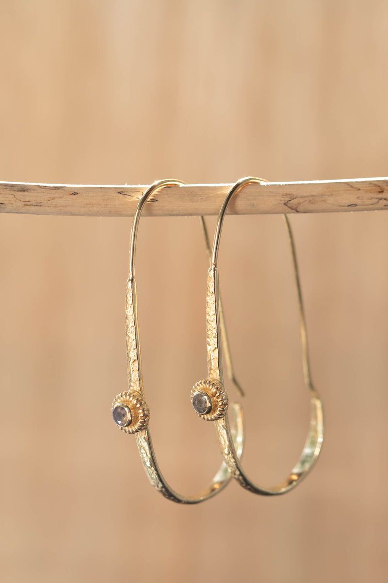 Labradorite Earrings Gold Plated 18k * Gemstone * Statement * handmade * Every day * Lightweight * bohemian * ByCila  * BJE162