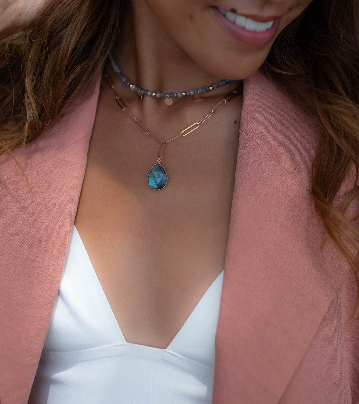 Labradorite or Moonstone Beads Chocker*Gold Filled, Sterling Silver or Rose Gold Filled Handmade *Layered *Gemstone * Elegant * Chic* BJN092