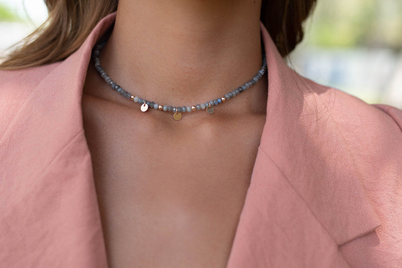 Labradorite or Moonstone Beads Chocker*Gold Filled, Sterling Silver or Rose Gold Filled Handmade *Layered *Gemstone * Elegant * Chic* BJN092