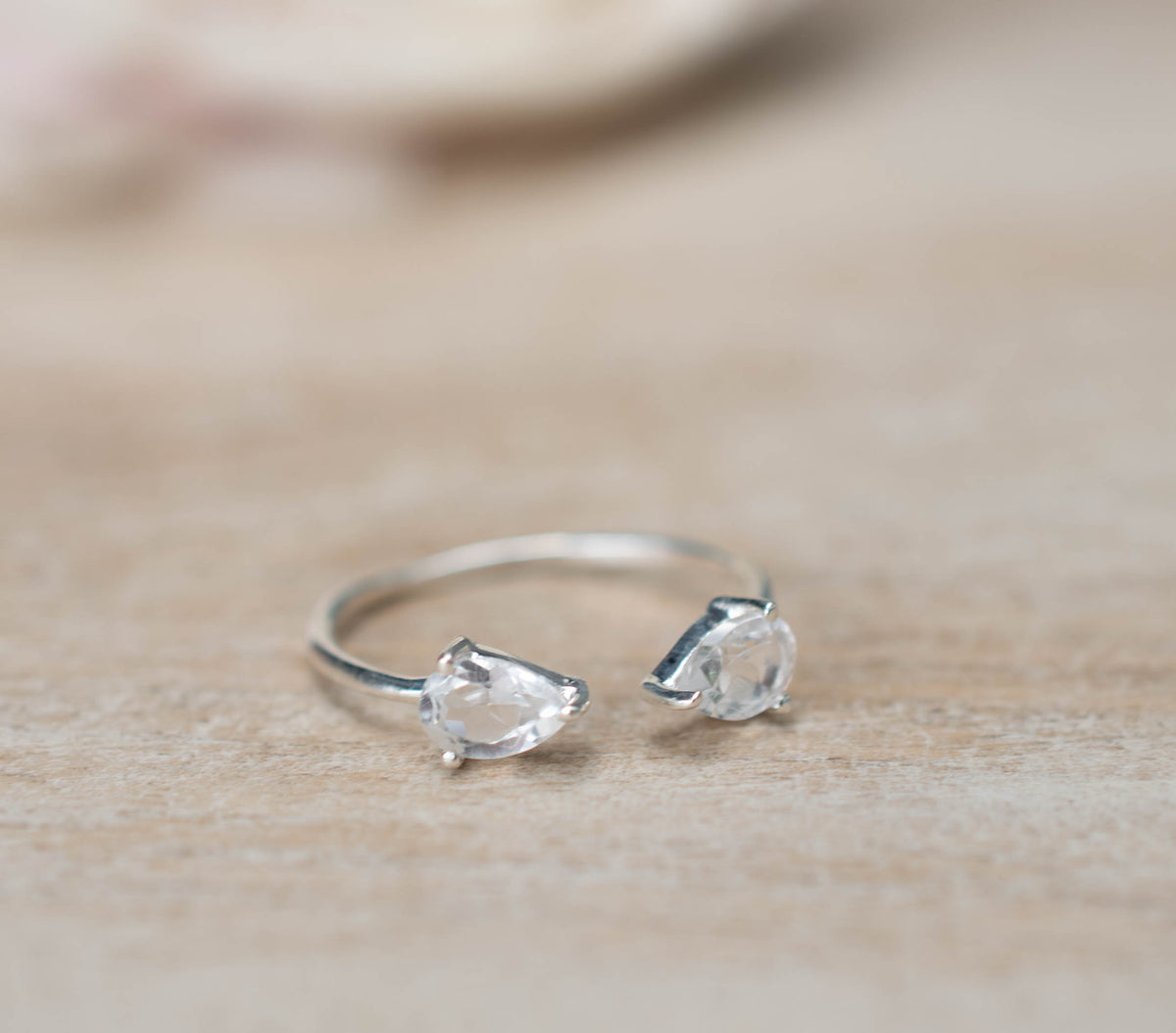 SALE Adjustable White Topaz Ring * Gold Vermeil,Rose Gold Vermeil or Sterling Silver Ring * Gemstone Ring * Wedding * Engagement BJR046
