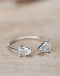 SALE Adjustable White Topaz Ring * Gold Vermeil, Rose Gold Vermeil or Sterling Silver  Ring * Gemstone Ring * Wedding * Boho BJR045