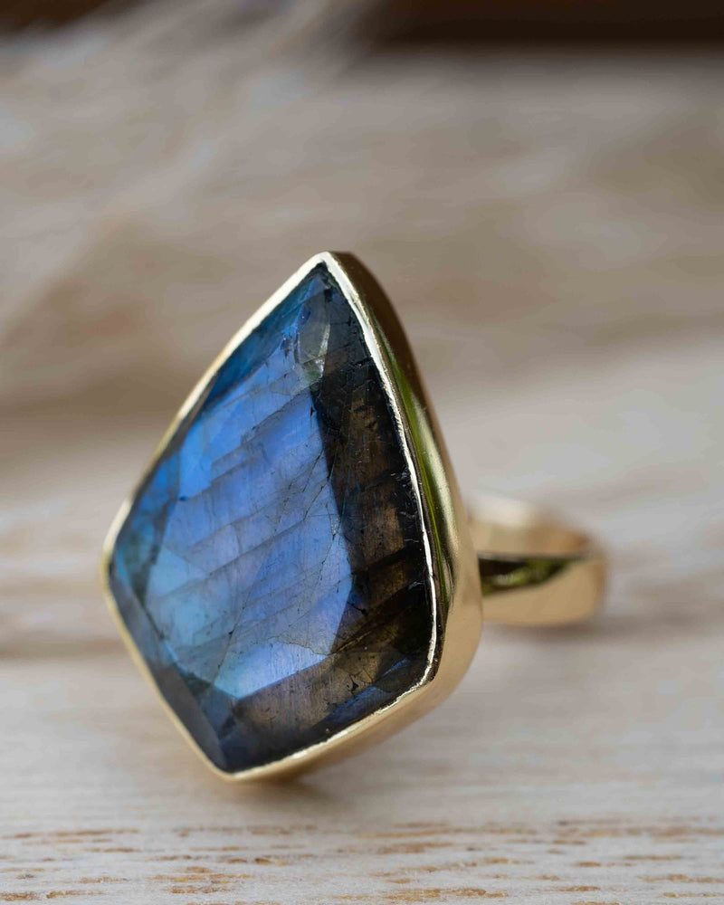 Rainbow Labradorite Ring * Gold Ring * Gemstone * Gold Plated * Statement *Bridal *Wedding * Natural  *Handmade * BJR257