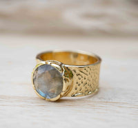 Rainbow Labradorite Ring * Gold Ring * Gemstone * Gold Plated * Statement *Bridal *Wedding * Natural  *Handmade * BJR252