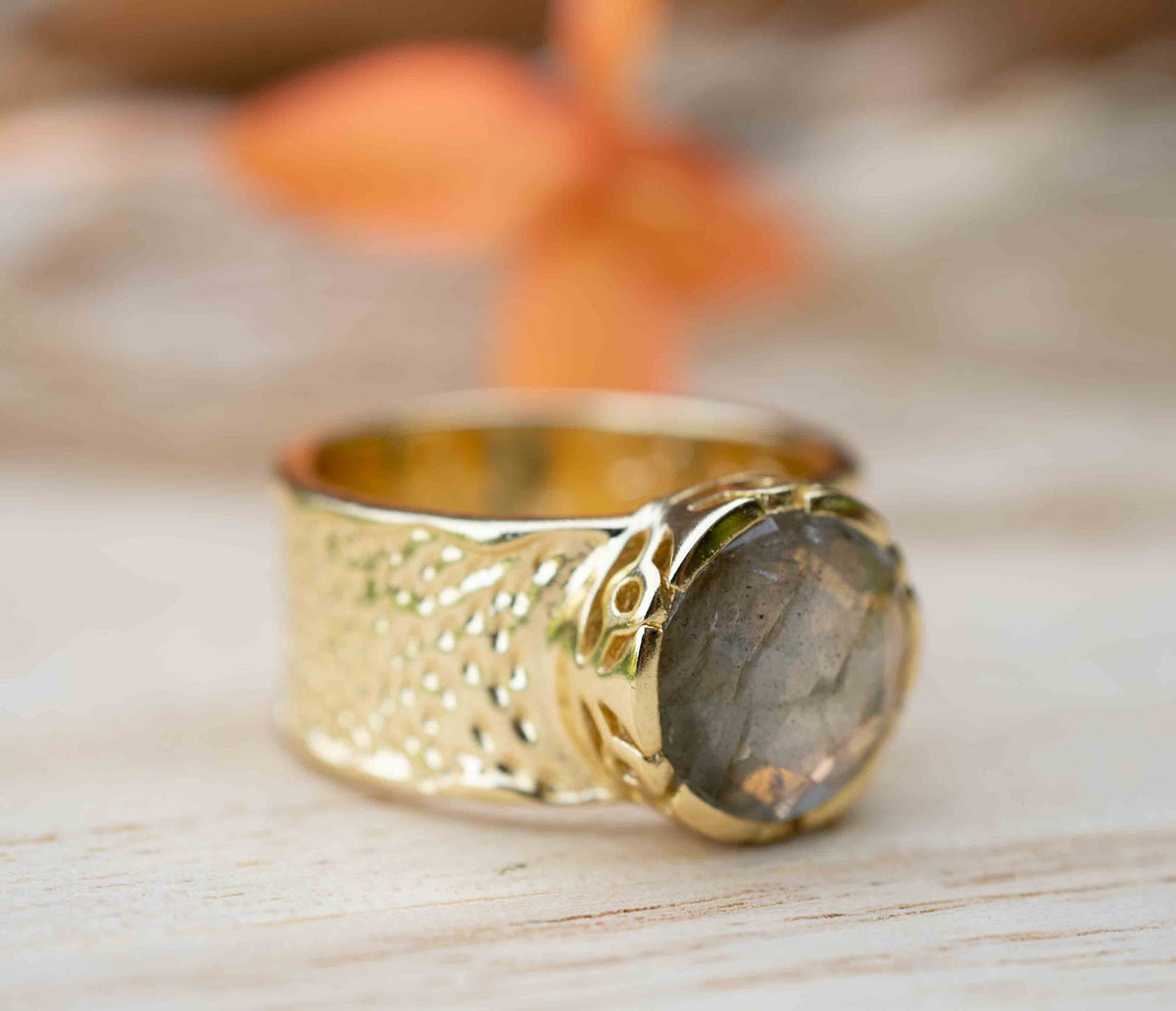 Rainbow Labradorite Ring * Gold Ring * Gemstone * Gold Plated * Statement *Bridal *Wedding * Natural  *Handmade * BJR252