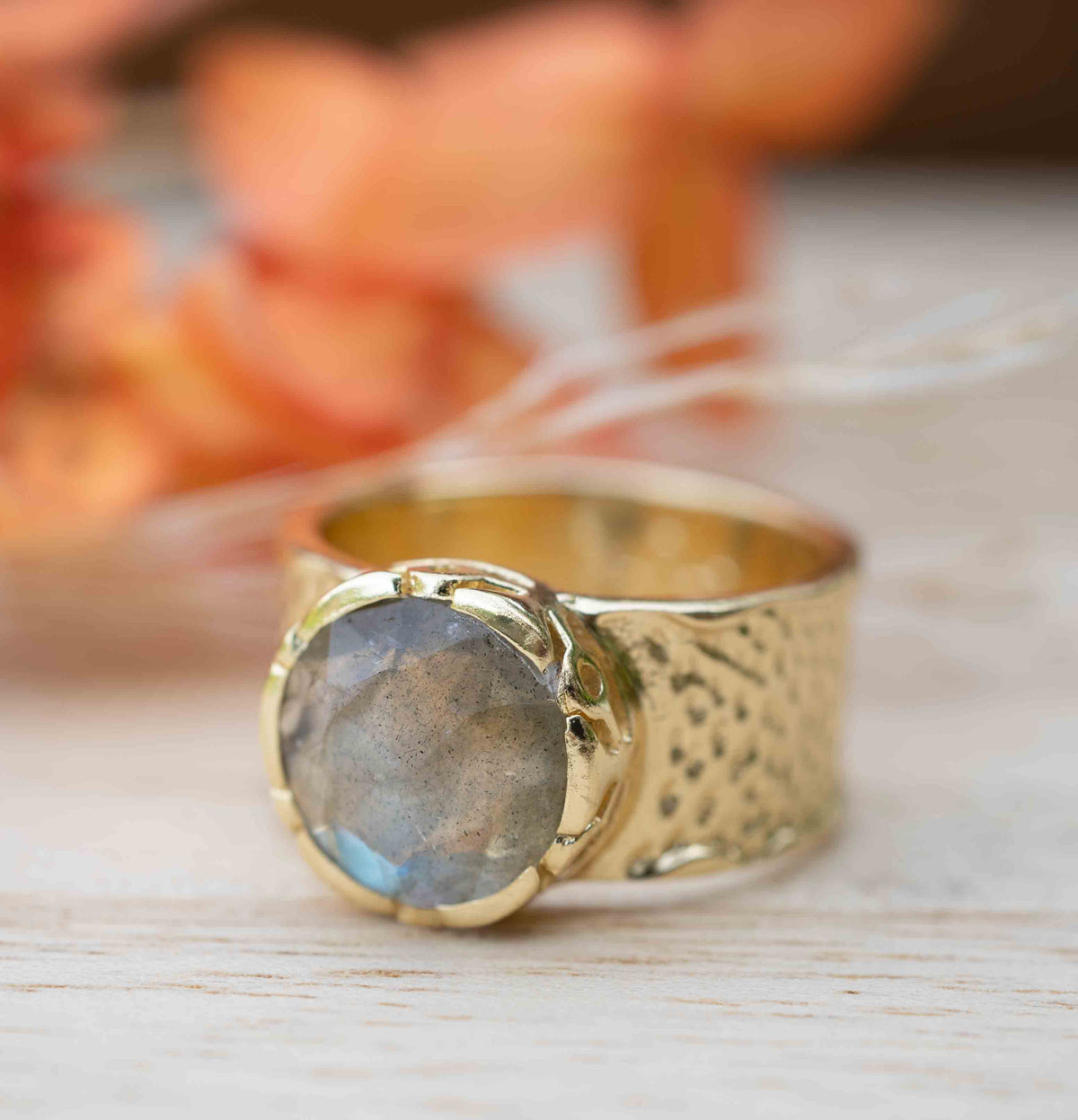 Rainbow Labradorite Ring * Gold Ring * Gemstone * Gold Plated * Statement *Bridal *Wedding * Natural  *Handmade * BJR252