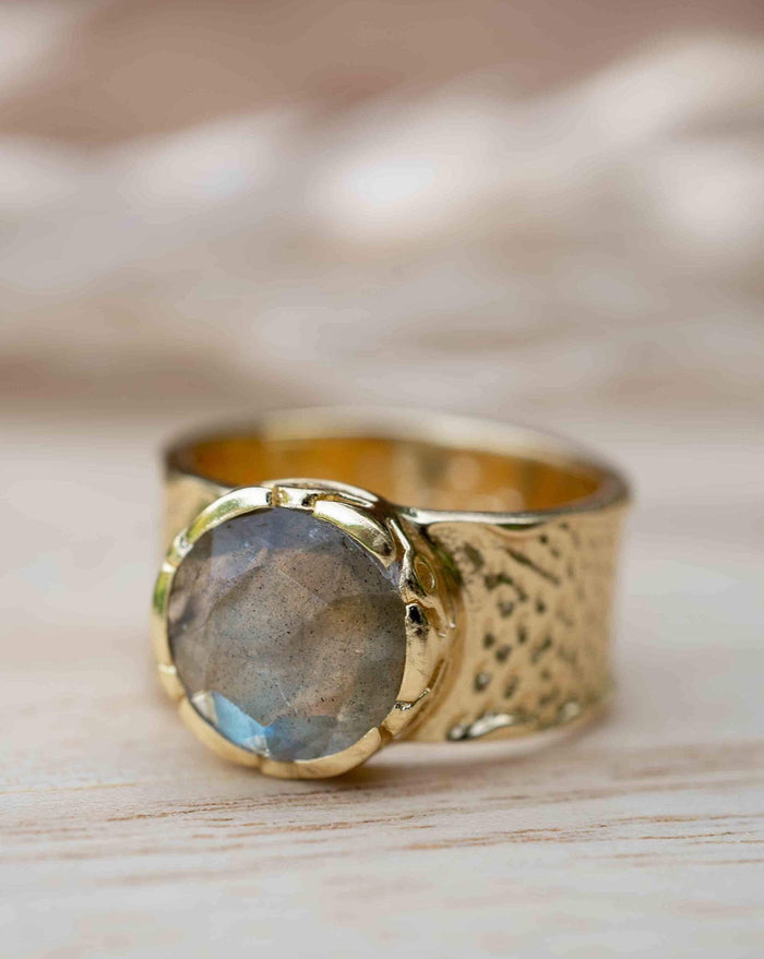 Rainbow Labradorite Ring * Gold Ring * Gemstone * Gold Plated * Statement *Bridal *Wedding * Natural  *Handmade * BJR252