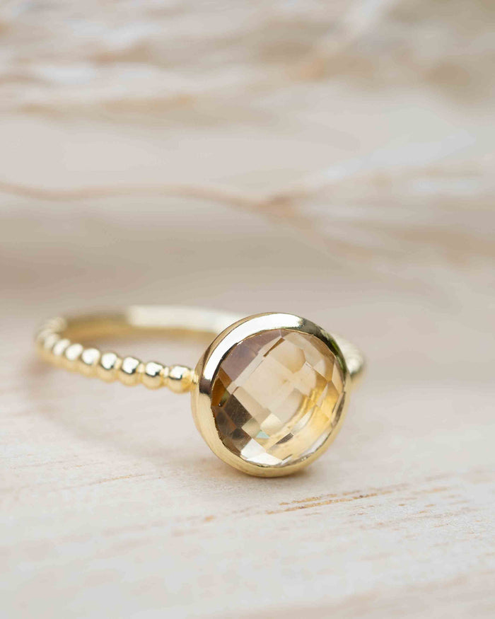 Yellow Topaz hydro Gold Plated Ring * Wedding * Engagement * Handmade * Statement * Bycila *Boho *Hippie * Bridal * Bridesmaid