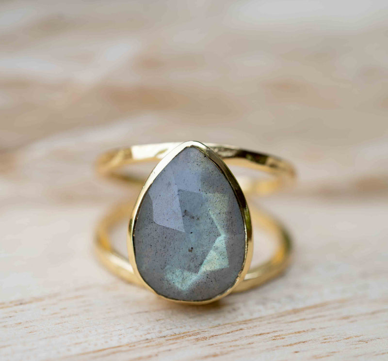 Rainbow Labradorite Ring * Gold Ring * Gemstone * Gold Plated * Statement *Bridal *Wedding * Natural  *Handmade * BJR254