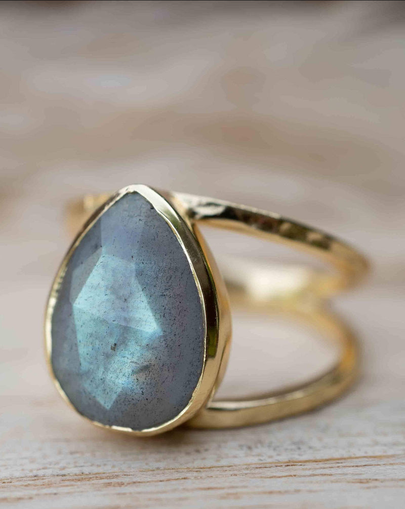 Rainbow Labradorite Ring * Gold Ring * Gemstone * Gold Plated * Statement *Bridal *Wedding * Natural  *Handmade * BJR254