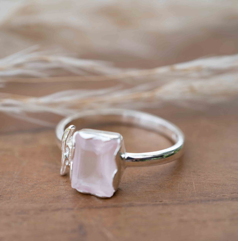 Rose Quartz Sterling Silver Ring*Silver Ring*Statement Ring*Gemstone Ring*Pink*Bridal Ring * Wedding Ring * Organic Ring * Natural * BJR098