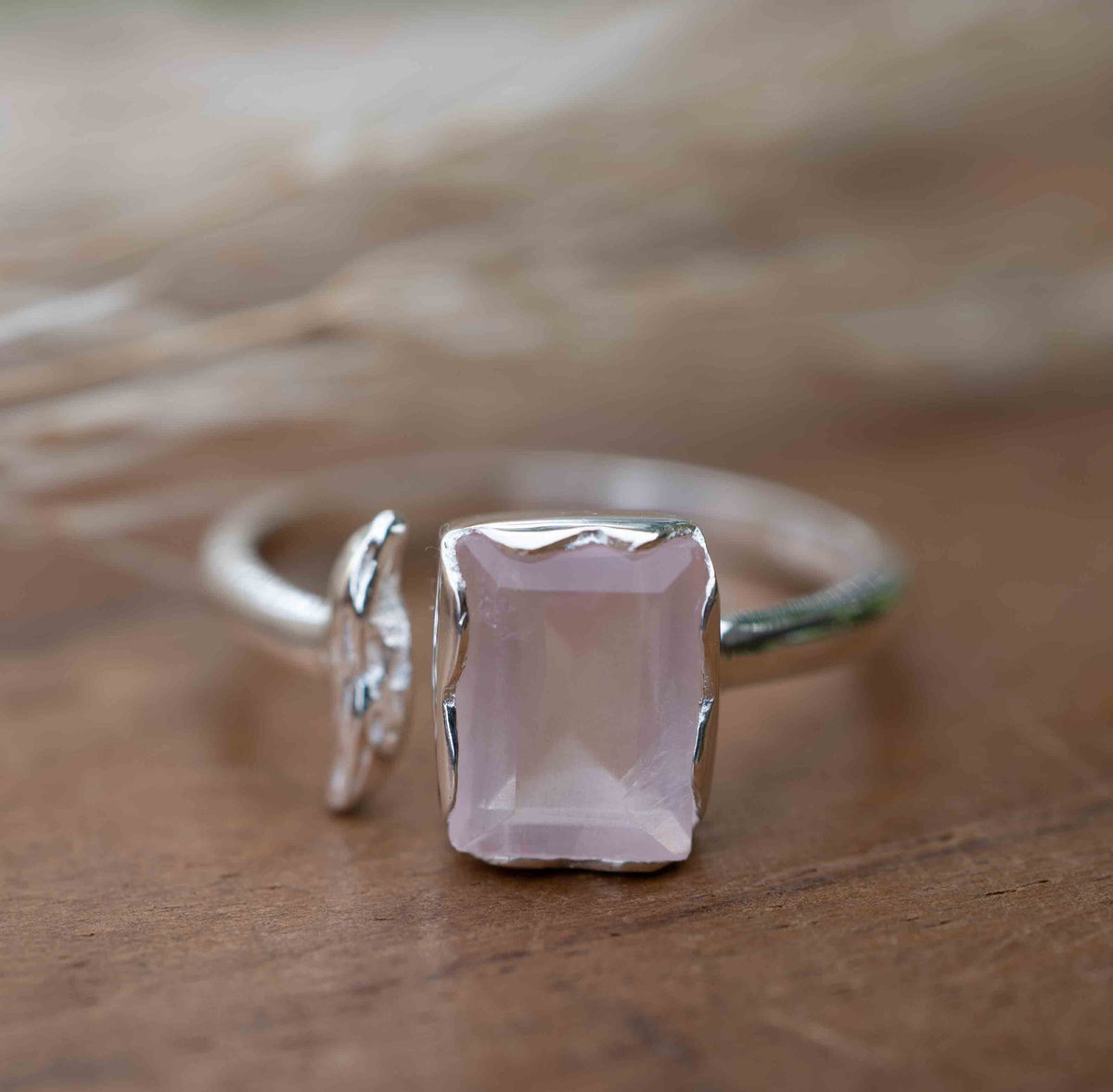 Rose Quartz Sterling Silver Ring*Silver Ring*Statement Ring*Gemstone Ring*Pink*Bridal Ring * Wedding Ring * Organic Ring * Natural * BJR098