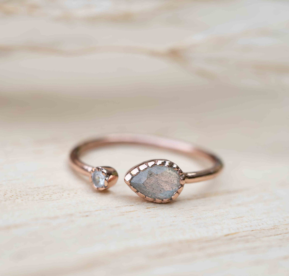 Labradorite Ring *Adjustable Rose Gold Plated * Statement*Gemstone * Wedding Bridesmaid *Boho *Bohemian *Handmade