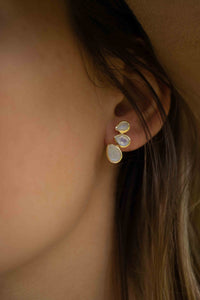 Moonstone Stud Earrings Gold Plated 18k * Gemstone * Earrings * Rainbow Moonstone * Handmade * Boho * Modern * BJE174