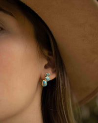 Cooper Turquoise Stud  Earrings* Gold Plated 18k * Post * Gemstone * Statement *Everyday * handmade*Lightweight * bohemian * ByCila * BJE173
