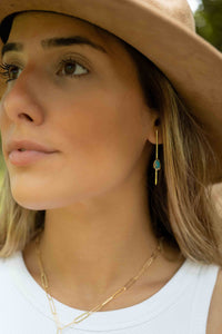 Cooper Turquoise Stud  Earrings* Gold Plated 18k * Post * Gemstone * Statement *Everyday * handmade*Lightweight * bohemian * ByCila * BJE172
