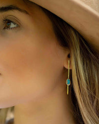 Cooper Turquoise Stud  Earrings* Gold Plated 18k * Post * Gemstone * Statement *Everyday * handmade*Lightweight * bohemian * ByCila * BJE172