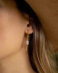 Moonstone Stud Earrings Gold Plated 18k * Gemstone * Earrings * Rainbow Moonstone * Handmade * Boho * Modern * BJE171