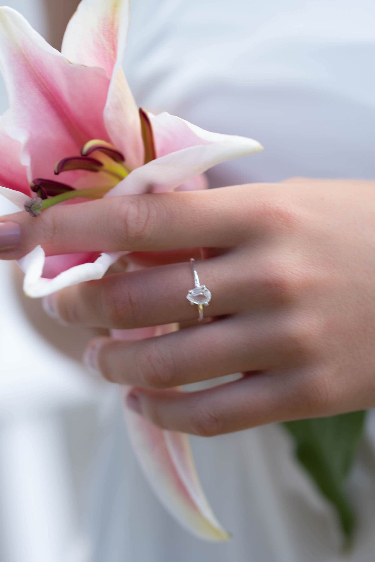 White Topaz Sterling Silver Ring * Wedding * Engagement * Handmade * Statement * Bycila *Boho *Hippie * Bridal * Bridesmaid * BJR070