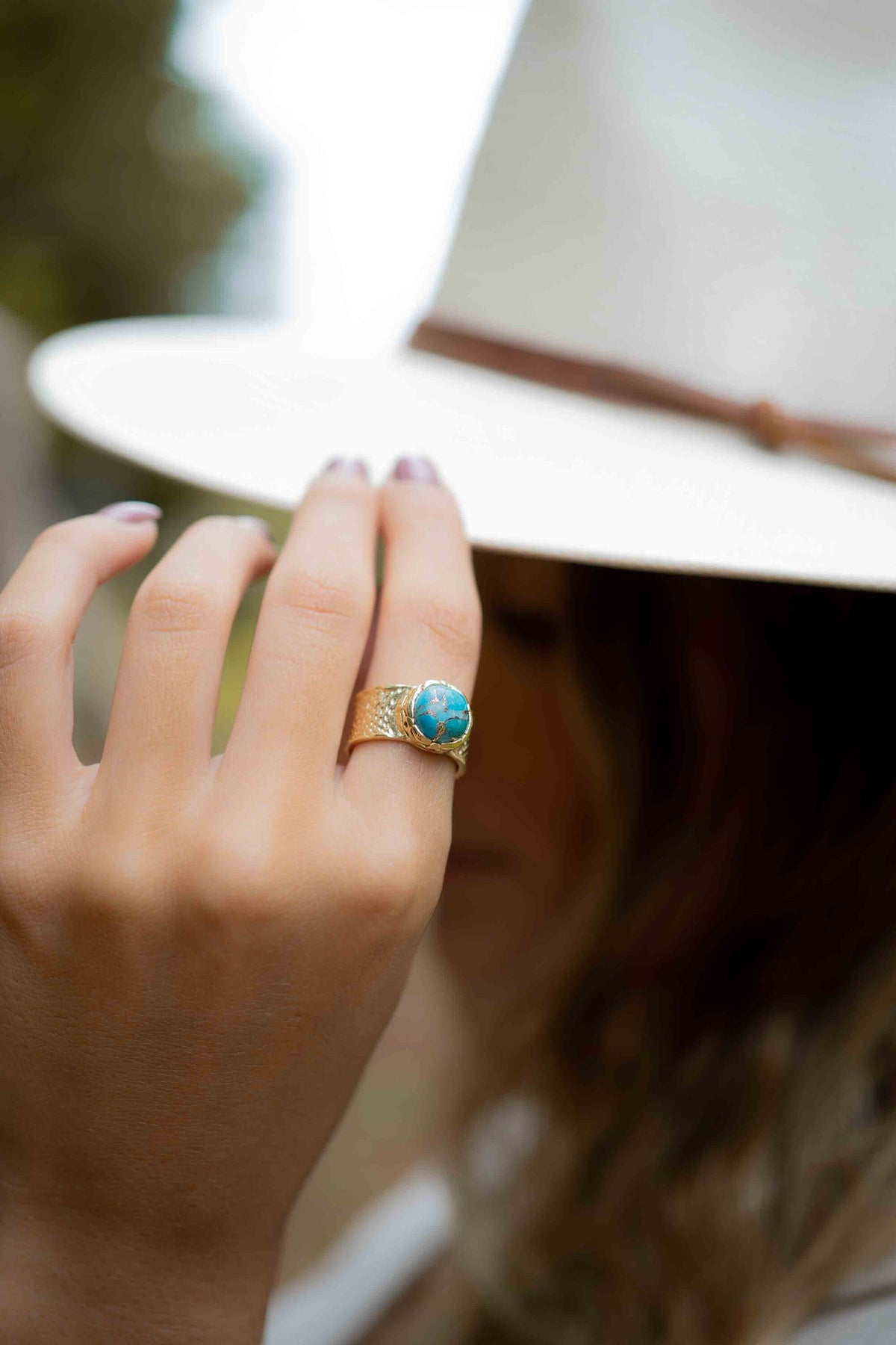 Turquoise Gold Plated Ring *Gold Ring *Statement Ring *Gemstone *Copper Turquoise Ring* Natural *Organic Ring * Ocean* Blue Ring * BJR251