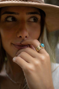 Turquoise Gold Plated Ring *Gold Ring *Statement Ring *Gemstone *Copper Turquoise Ring* Natural *Organic Ring * Ocean* Blue Ring * BJR251