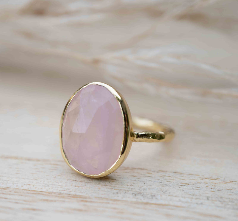 Rose Quartz Ring * 18k Gold Plated Ring * Statement Ring * Gemstone Ring * Pink * Bridal Ring * Wedding Ring *Organic Ring * Natural *BJR247